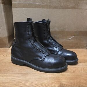 Vintage Red Wing Black Leather Zip Up Boots Size 10 D Steel Toe USA Made READ!